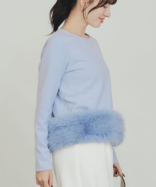 PICCIN PERLA(ピッチンペルラ)の「裾フェイクファー切り替えプルオーバー(Tシャツ/カットソー・レディース・オフホワイト/サックスブルー/ブラック・M)」の20枚目の写真