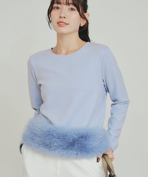 PICCIN PERLA(ピッチンペルラ)の「裾フェイクファー切り替えプルオーバー(Tシャツ/カットソー・レディース・オフホワイト/サックスブルー/ブラック・M)」の21枚目の写真