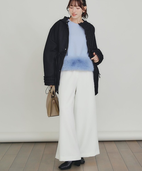 PICCIN PERLA(ピッチンペルラ)の「裾フェイクファー切り替えプルオーバー(Tシャツ/カットソー・レディース・オフホワイト/サックスブルー/ブラック・M)」の14枚目の写真