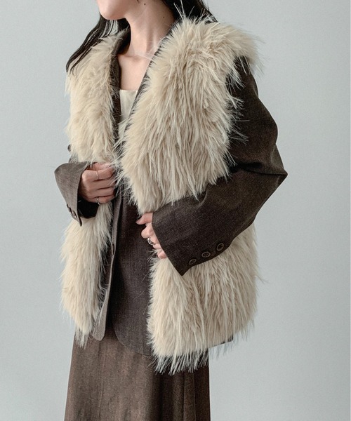 on:nue】[着用動画あり！] エレガントロングフェイクファーベスト
