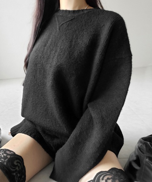 me+em select（ミームセレクト）の「【 ニットセットアップ 】フラッフィーオーバーサイズニット ＋ ニットショートパンツ SET ／ fluffy over size knit + knit short pants SET（セットアップ・レディース・グレー/ブラック/アイボリー・FREE）」の4枚目の写真