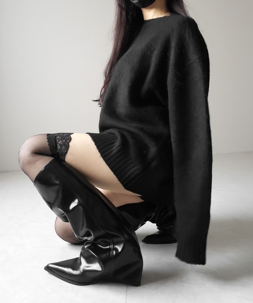 me+em select（ミームセレクト）の「【 ニットセットアップ 】フラッフィーオーバーサイズニット ＋ ニットショートパンツ SET ／ fluffy over size knit + knit short pants SET（セットアップ・レディース・グレー/ブラック/アイボリー・FREE）」の10枚目の写真