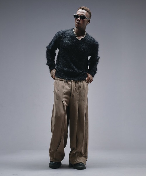 ANDER HUNK（アンダーハンク）の「Super Buggy Pleats Sweat Pants / スーパーバギープリーツスウェットパンツ（スウェットパンツ・メンズ・ブラック/カーキ・LARGE/SMALL/MEDIUM）」の3枚目の写真