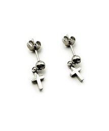 KISHOKACHI 希少価値 ボールストーン&クロスデザインステンレスピアス