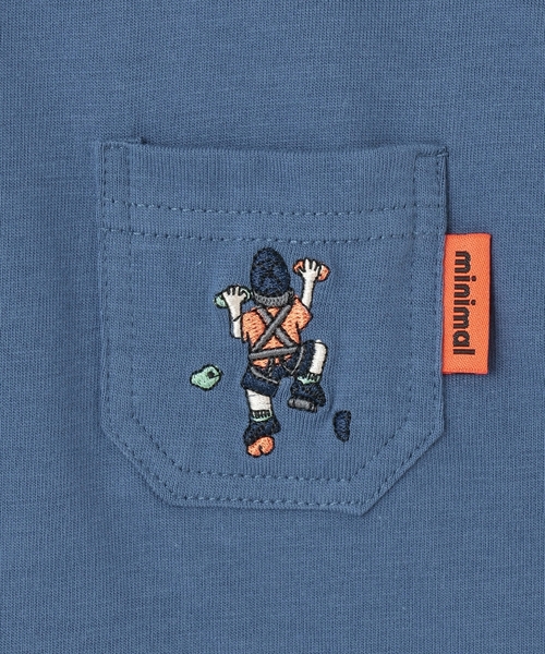 minimal（ミニマル）の「【防汚加工】アウトドアポケット刺しゅうロンT（Tシャツ/カットソー・キッズ・オフホワイト/グリーン/ブルー/トップグレー・90cm/100cm/110cm/120cm/130cm/140cm）」の9枚目の写真