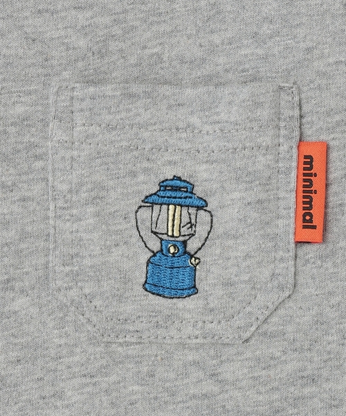 minimal（ミニマル）の「【防汚加工】アウトドアポケット刺しゅうロンT（Tシャツ/カットソー・キッズ・オフホワイト/グリーン/ブルー/トップグレー・90cm/100cm/110cm/120cm/130cm/140cm）」の12枚目の写真