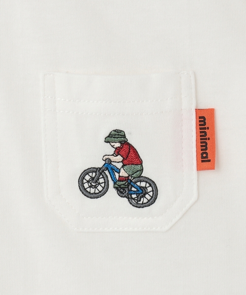 minimal（ミニマル）の「【防汚加工】アウトドアポケット刺しゅうロンT（Tシャツ/カットソー・キッズ・オフホワイト/グリーン/ブルー/トップグレー・90cm/100cm/110cm/120cm/130cm/140cm）」の16枚目の写真
