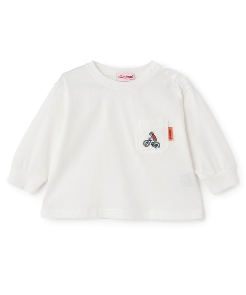 minimal（ミニマル）の「【防汚加工】アウトドアポケット刺しゅうロンT（Tシャツ/カットソー・キッズ・オフホワイト/グリーン/ブルー/トップグレー・90cm/100cm/110cm/120cm/130cm/140cm）」の22枚目の写真