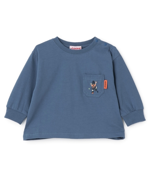 minimal（ミニマル）の「【防汚加工】アウトドアポケット刺しゅうロンT（Tシャツ/カットソー・キッズ・オフホワイト/グリーン/ブルー/トップグレー・90cm/100cm/110cm/120cm/130cm/140cm）」の11枚目の写真