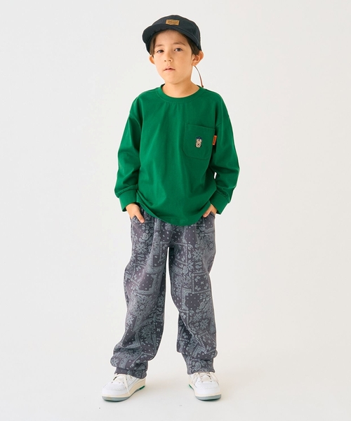 minimal（ミニマル）の「【防汚加工】アウトドアポケット刺しゅうロンT（Tシャツ/カットソー・キッズ・オフホワイト/グリーン/ブルー/トップグレー・90cm/100cm/110cm/120cm/130cm/140cm）」の6枚目の写真