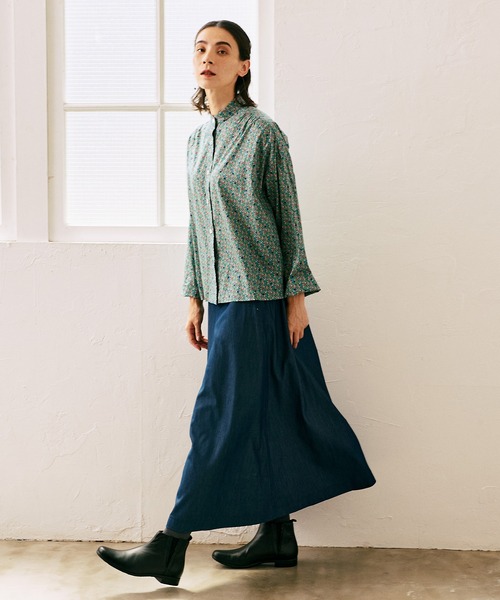 LA MARINE FRANCAISE（マリン フランセーズ）の「起毛デニムトラペーススカート（スカート・レディース・ブルー/ネイビー・0/1）」の4枚目の写真