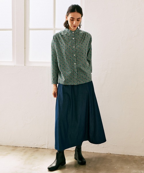 LA MARINE FRANCAISE（マリン フランセーズ）の「起毛デニムトラペーススカート（スカート・レディース・ブルー/ネイビー・0/1）」の3枚目の写真