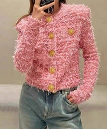 ドルチェアンドガッバーナ　ノーカラージャケット　レース　ピンク シャネル ジャケット CHANEL ピンク オレンジ ノーカラー