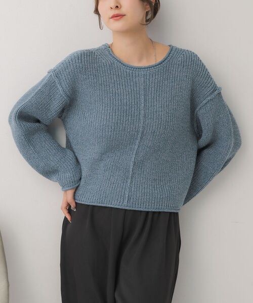 RETRO GIRL(レトロガール)の「ラメ混ショートNT(ニット/セーター・レディース・ライトグレー/ブラウン/ブルー/ナチュラル・FREE)」の4枚目の写真
