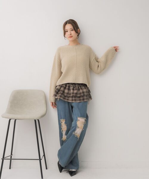 RETRO GIRL(レトロガール)の「ラメ混ショートNT(ニット/セーター・レディース・ライトグレー/ブラウン/ブルー/ナチュラル・FREE)」の10枚目の写真