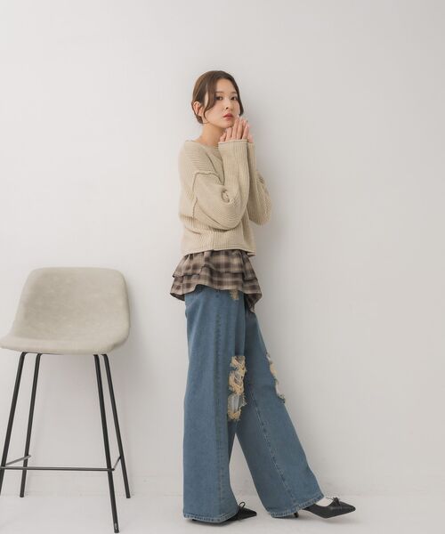RETRO GIRL(レトロガール)の「ラメ混ショートNT(ニット/セーター・レディース・ライトグレー/ブラウン/ブルー/ナチュラル・FREE)」の11枚目の写真