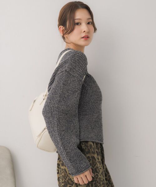 RETRO GIRL(レトロガール)の「ラメ混ショートNT(ニット/セーター・レディース・ライトグレー/ブラウン/ブルー/ナチュラル・FREE)」の17枚目の写真