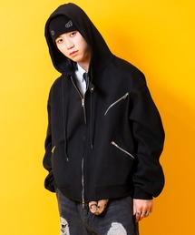 ankoROCK（アンコロック）の「a.p.o.v. -ankoROCK's select- ライダースジップ装飾オーバーサイズ短丈スウェットパーカー（パーカー・メンズ）」