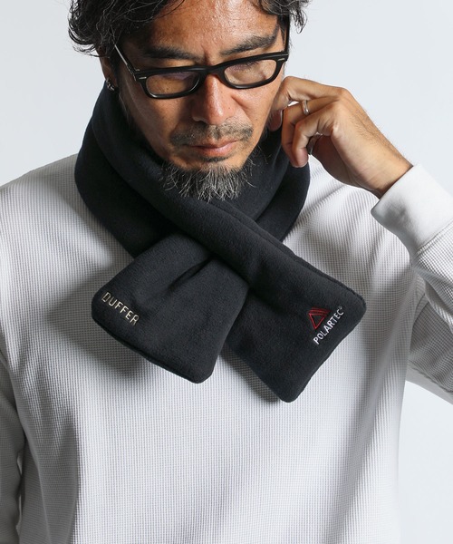 The DUFFER of ST.GEORGE(ザダファーオブセントジョージ)の「〔BLACK LABEL〕POLARTEC "CLASSIC200" MUFFLAR:ポーラテック マフラー(マフラー・メンズ・ネイビー/アイボリー・F)」の2枚目の写真
