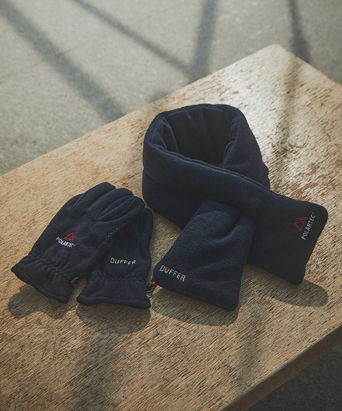 The DUFFER of ST.GEORGE(ザダファーオブセントジョージ)の「〔BLACK LABEL〕POLARTEC "CLASSIC200" MUFFLAR:ポーラテック マフラー(マフラー・メンズ・ネイビー/アイボリー・F)」の6枚目の写真