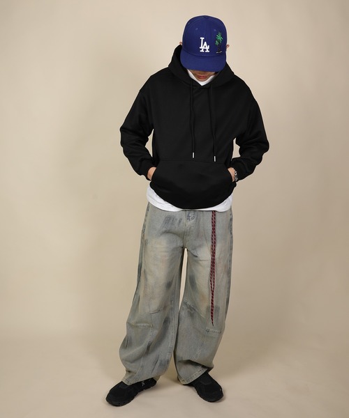 aimoha（アイモハ）の「ドロップショルダーフーディー/Drop shoulder hoodie（パーカー・メンズ・ブラック/ライトグレー/ベージュ/グリーン・MEDIUM/LARGE/X-LARGE）」の10枚目の写真