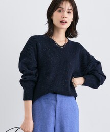 【洗える】カラーネップ スリットニット