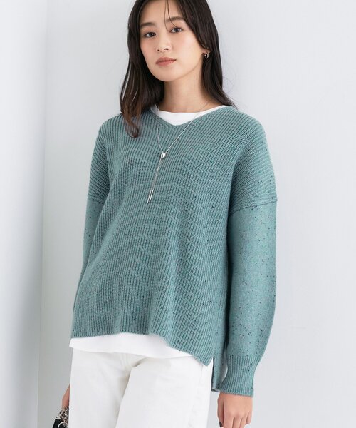 INDIVI（インディヴィ）の「【洗える】カラーネップ スリットニット（ニット/セーター・レディース・ブルー系8/ライトグレー系3/ネイビー系3・13/38/05）」の3枚目の写真