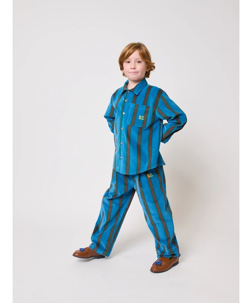 BOBO CHOSES(ボボショーズ)の「Stripes velvet over shirt(シャツ/ブラウス・キッズ・ネイビー・12-13y/10-11y/8-9y/6-7YEAR/4-5YEAR/2-3YEAR)」の3枚目の写真