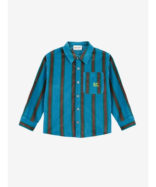 BOBO CHOSES(ボボショーズ)の「Stripes velvet over shirt(シャツ/ブラウス・キッズ・ネイビー・12-13y/10-11y/8-9y/6-7YEAR/4-5YEAR/2-3YEAR)」の4枚目の写真