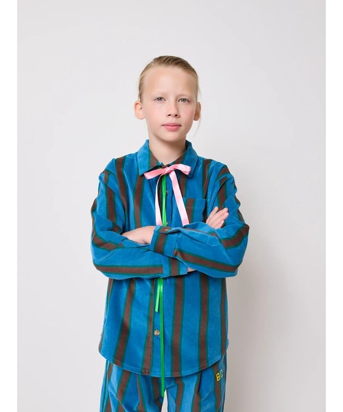 BOBO CHOSES(ボボショーズ)の「Stripes velvet over shirt(シャツ/ブラウス・キッズ・ネイビー・12-13y/10-11y/8-9y/6-7YEAR/4-5YEAR/2-3YEAR)」の7枚目の写真