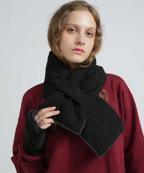 AVIREX(アヴィレックス)の「《直営店限定》QUILTING FUR STOLE/キルティング ファー ストール(マフラー・レディース・オリーブ系/ブラック・F)」の8枚目の写真