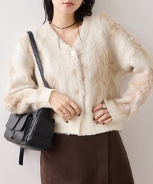 VIS | アート柄ジャガード起毛ニットカーディガン/イージーケア(カーディガン/ボレロ)