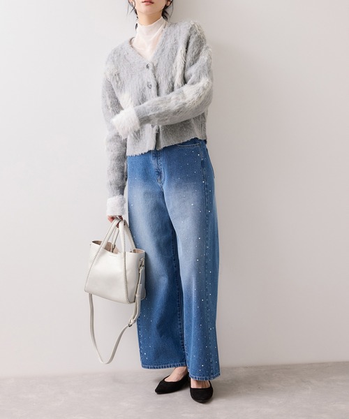 VIS（ビス）の「アート柄ジャガード起毛ニットカーディガン/イージーケア（カーディガン/ボレロ・レディース・オフホワイト/ライトグレー・FREE）」の14枚目の写真