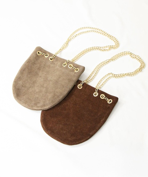 AULENTTI(オウレンティ)の「スエードチェーンミニポシェット(ショルダーバッグ・レディース・ベージュ/ブラウン・FREE)」の17枚目の写真