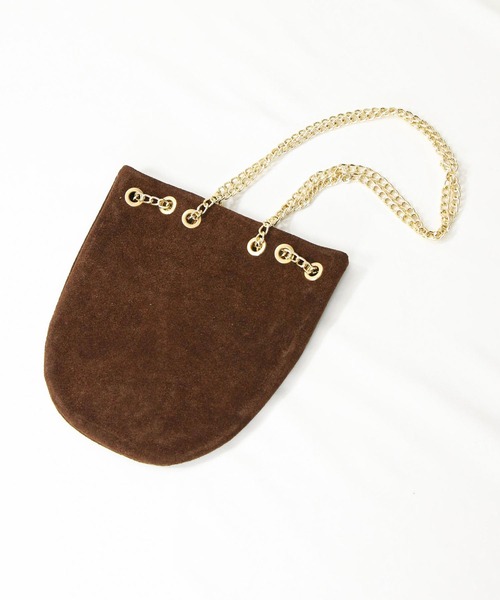 AULENTTI(オウレンティ)の「スエードチェーンミニポシェット(ショルダーバッグ・レディース・ベージュ/ブラウン・FREE)」の6枚目の写真
