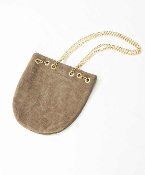 AULENTTI(オウレンティ)の「スエードチェーンミニポシェット(ショルダーバッグ・レディース・ベージュ/ブラウン・FREE)」の7枚目の写真