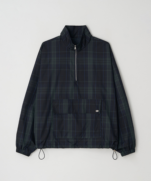 POCKET HALF ZIP UP ANORAK GREEN CHECK（ナイロンジャケット