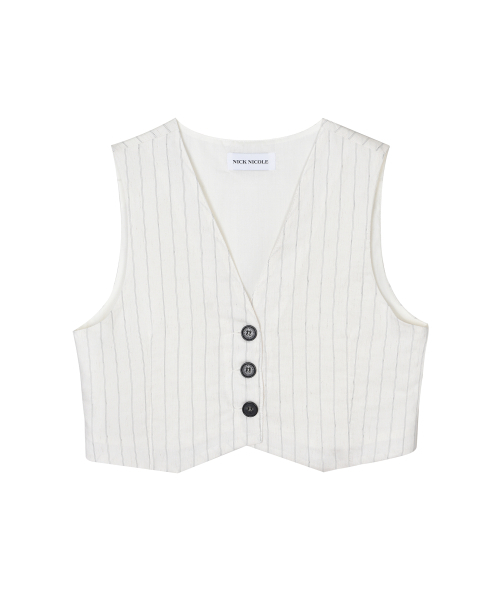 NICK&NICOLE（ニックアンドニコール）の「CHIC STRIPE LINEN VEST_OATMEAL（ベスト・レディース・その他・FREE）」の5枚目の写真