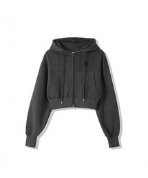 AV LOGO CROP HOOD ZIP-UP PIGMENT BLACK