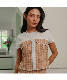 BITTER CELLS（ビターセルズ）の「プリティスチェックレーストップ-ベージュ（その他トップス）」