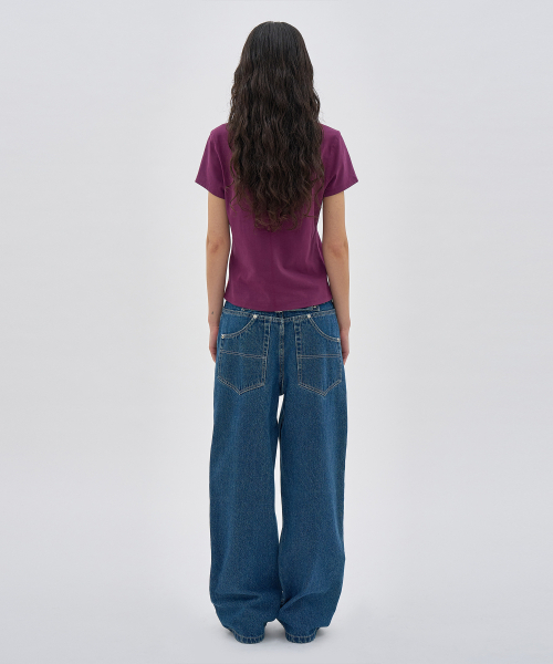 PARTIMENTO WOMEN（パルティメントウィメン）の「ジェムストーンワイドレッグデニムジーンズ_ディープブルー（デニムパンツ・レディース・その他・MEDIUM/SMALL）」の4枚目の写真