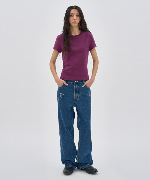 PARTIMENTO WOMEN（パルティメントウィメン）の「ジェムストーンワイドレッグデニムジーンズ_ディープブルー（デニムパンツ・レディース・その他・MEDIUM/SMALL）」の6枚目の写真