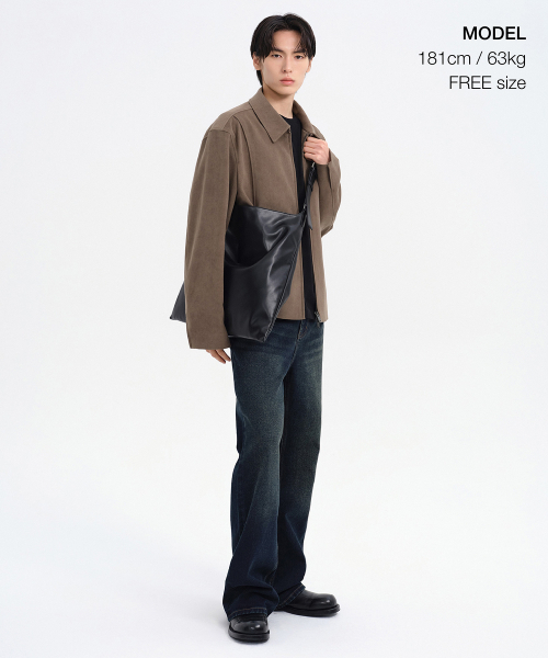 MUSINSA STANDARD（ムシンサスタンダード）の「シンセティックレザー スラウチショルダーバッグ [ブラック]（ショルダーバッグ・メンズ・その他・FREE）」の2枚目の写真