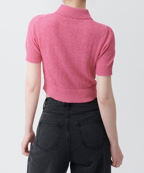 MUSINSA STANDARD WOMAN（ムシンサスタンダードウーマン）の「ウィメンズブークルニットポロシャツ[ピンク]（ニット/セーター・レディース・その他・SMALL/MEDIUM/LARGE/X-SMALL）」の3枚目の写真