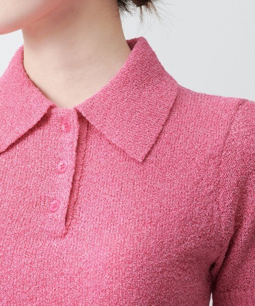 MUSINSA STANDARD WOMAN（ムシンサスタンダードウーマン）の「ウィメンズブークルニットポロシャツ[ピンク]（ニット/セーター・レディース・その他・SMALL/MEDIUM/LARGE/X-SMALL）」の7枚目の写真