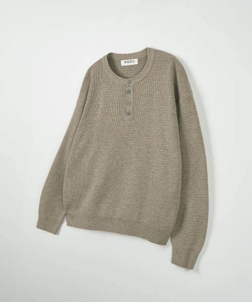 NODU（ノードユー）の「ドレインヘンリーネックニット[ベージュ]（ニット/セーター・メンズ・その他・MEDIUM/LARGE）」の6枚目の写真