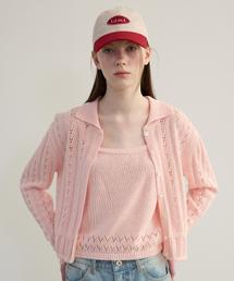 PUNCHING KNIT CARDIGAN PINK