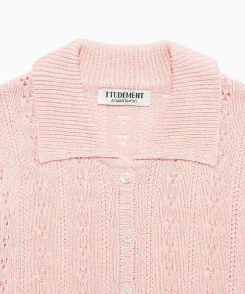 TTUDEMENT(トュードメント)の「PUNCHING KNIT CARDIGAN PINK(カーディガン/ボレロ・レディース・その他・FREE)」の4枚目の写真