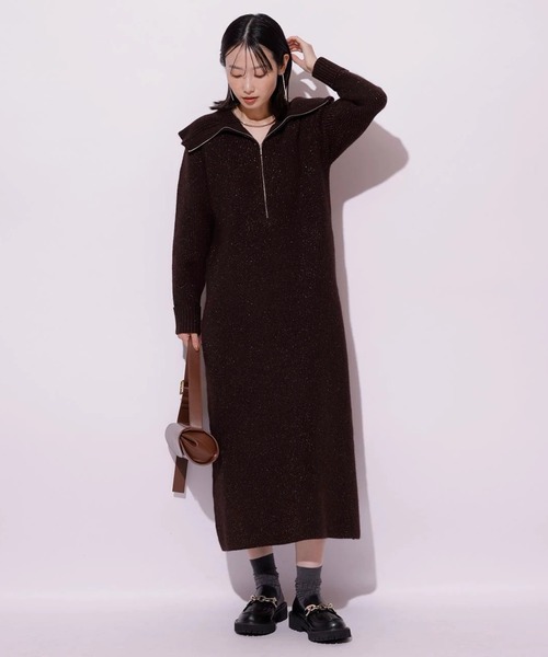 ハーフジップニットワンピース（ワンピース）｜Mystrada（マイ