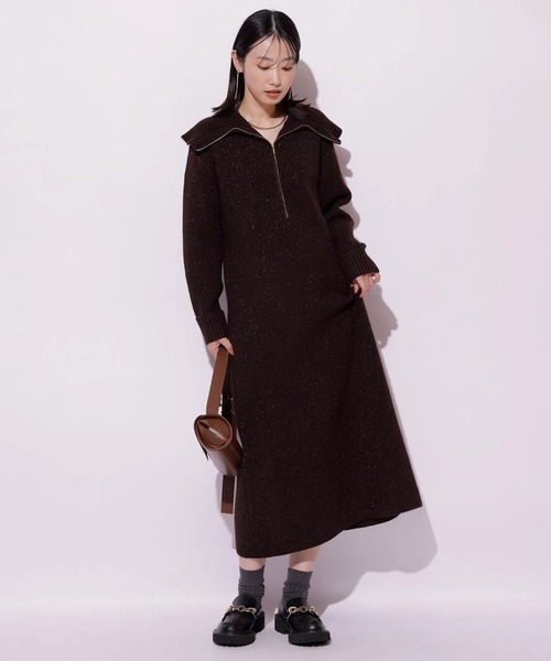 ハーフジップニットワンピース（ワンピース）｜Mystrada（マイ